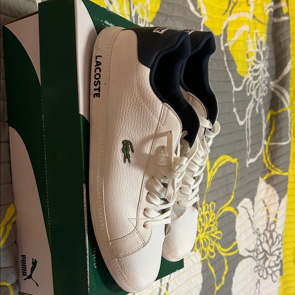 Lacoste White and Navy Sneakers